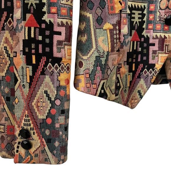 George Simonton Vintage Aztec Tapestry Print Button Front Blazer Size 4 - Picture 4 of 13
